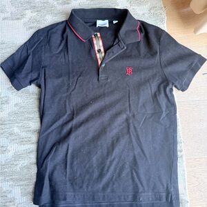 Black Polo Shirt with Red Accents